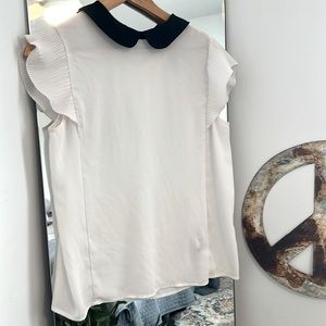 Adrianna Papell Peter Pan Collar Sheer Top